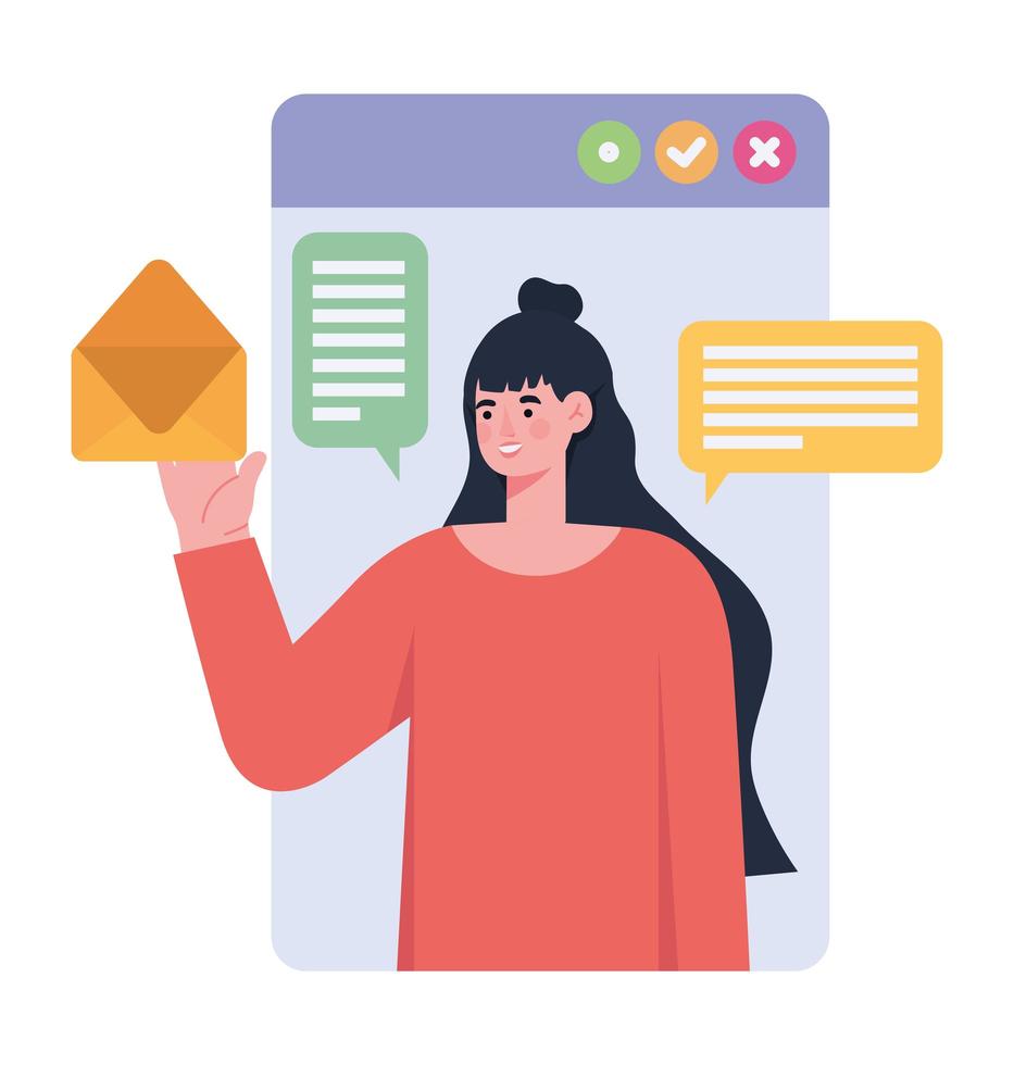 woman and messages vector