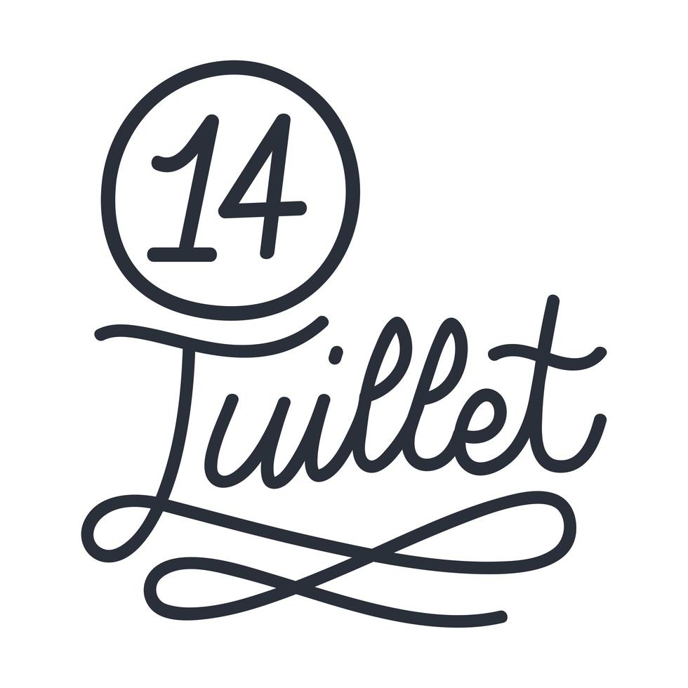 lettering of 14 juillet vector