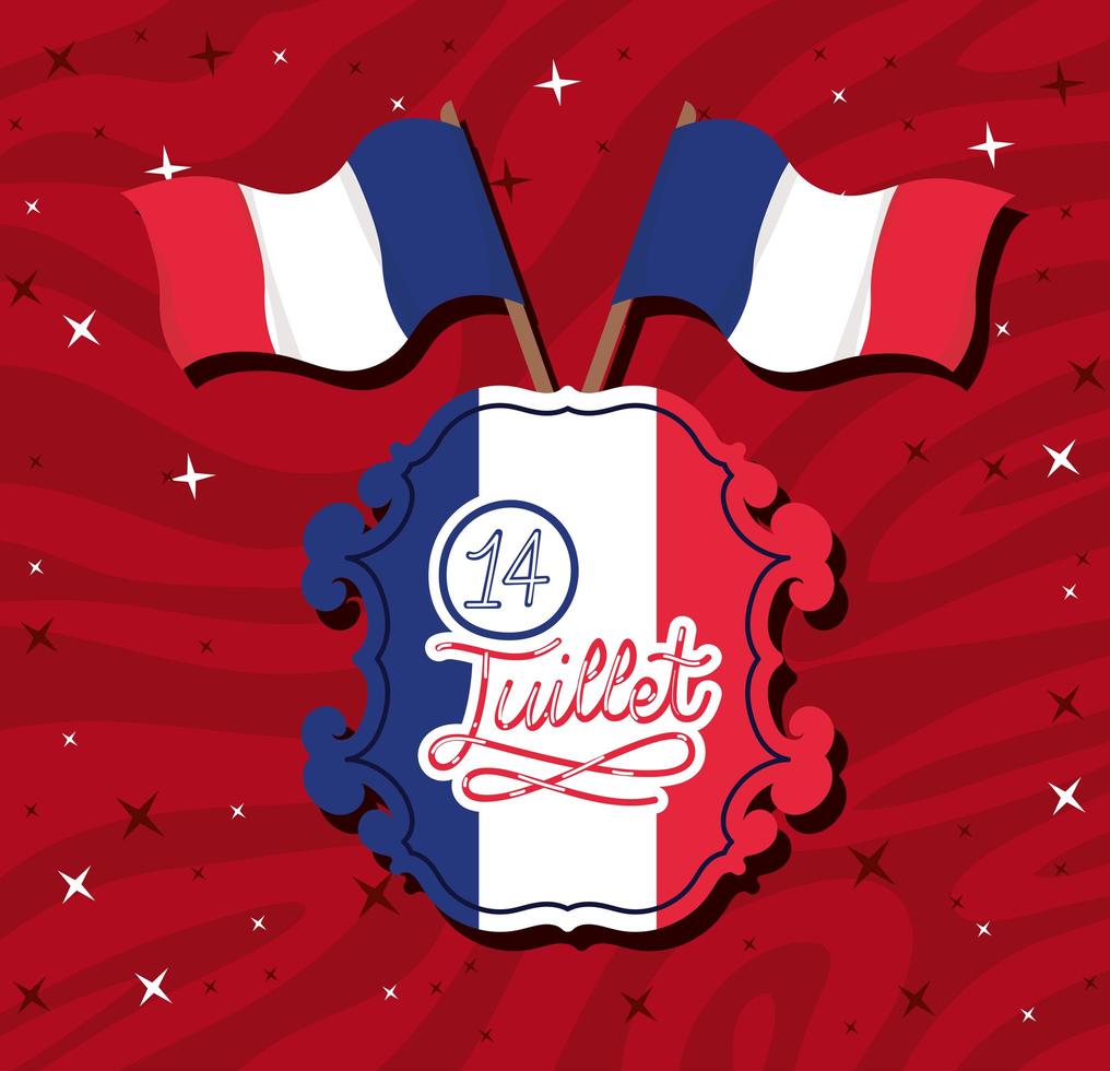 14 juillet phrase emblem vector