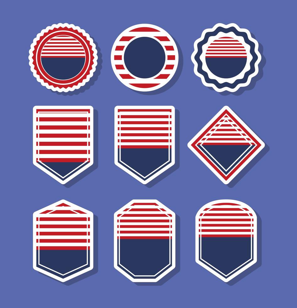 nueve emblemas de estados unidos vector