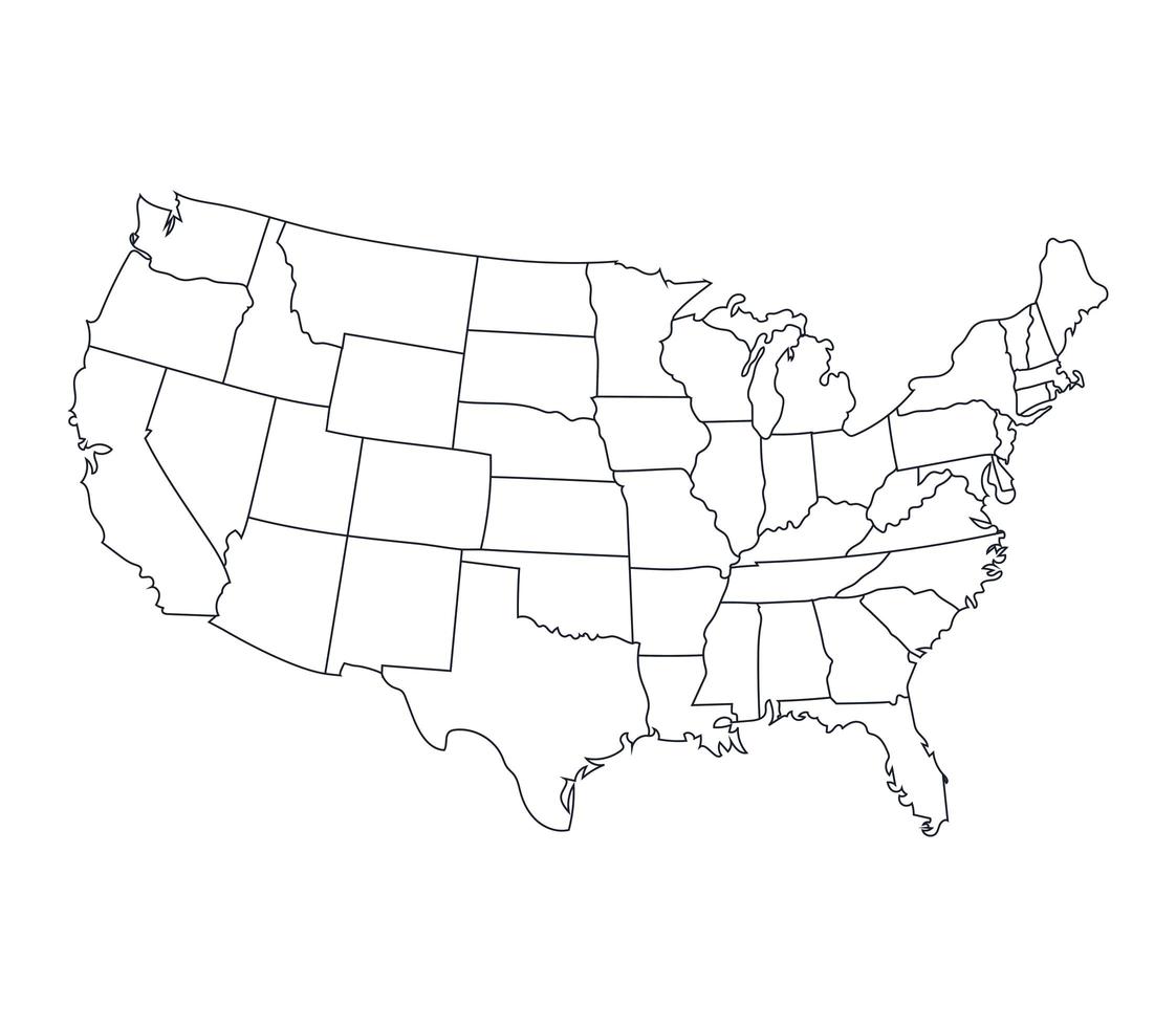 usa line map vector