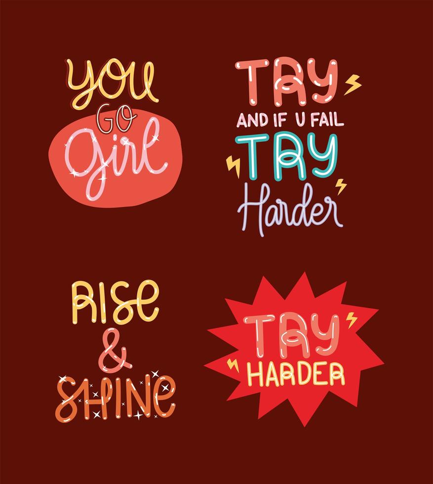 motivation lettering bundle vector