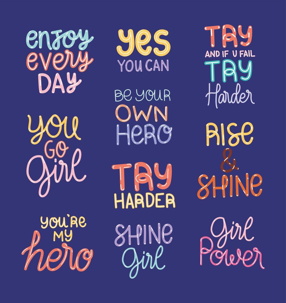 motivation lettering pack vector