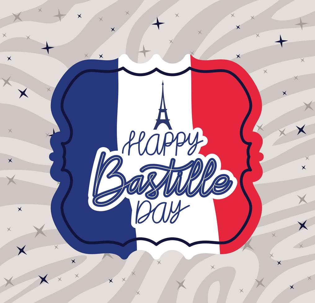 happy bastille day stamp vector