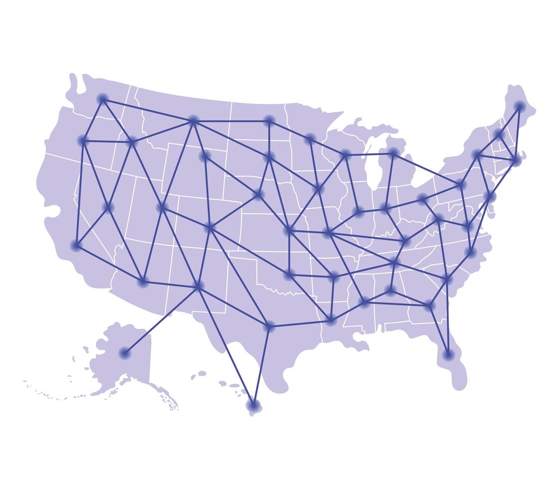 ilustración de mapa de eeuu vector