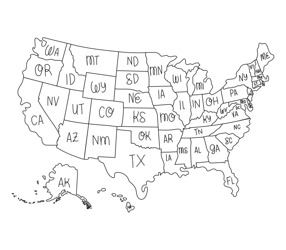 usa map and states vector