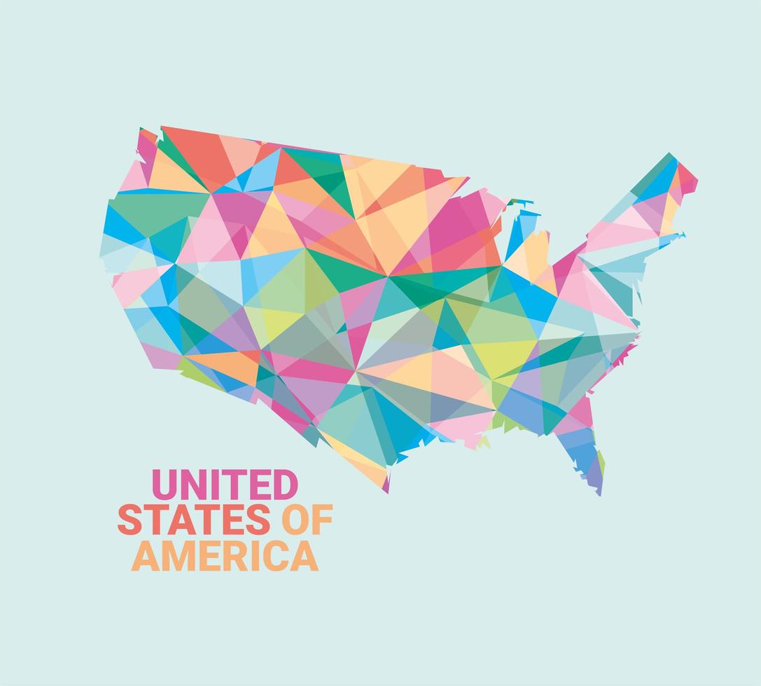 mapa de gemas de colores de estados unidos vector