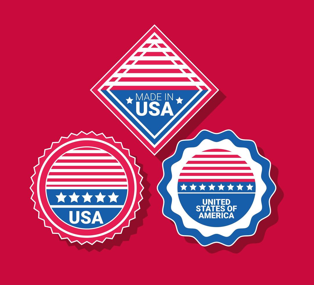 tres insignias de estados unidos vector