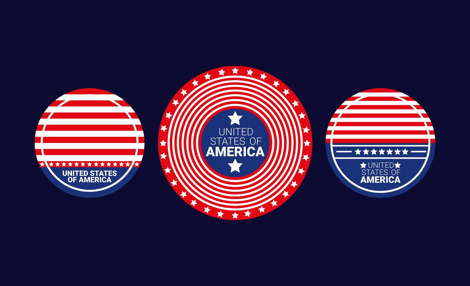 three usa stamps vector