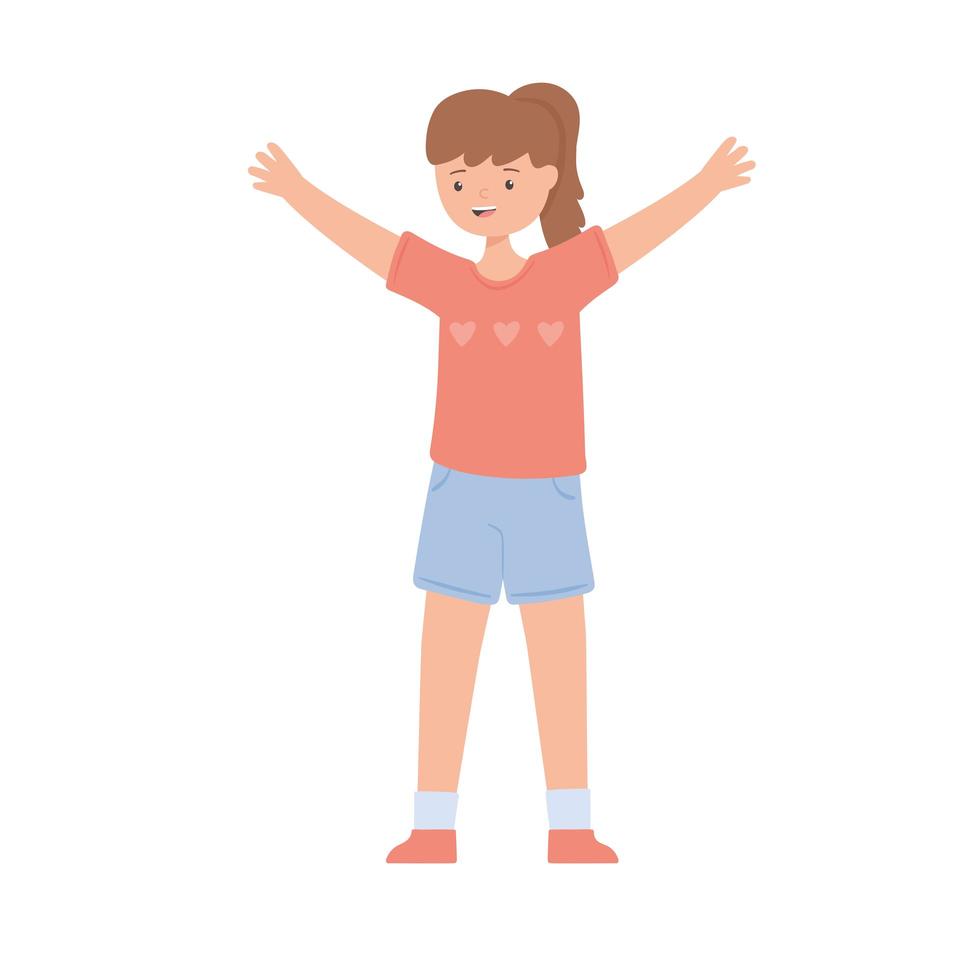 happy girl open arms vector