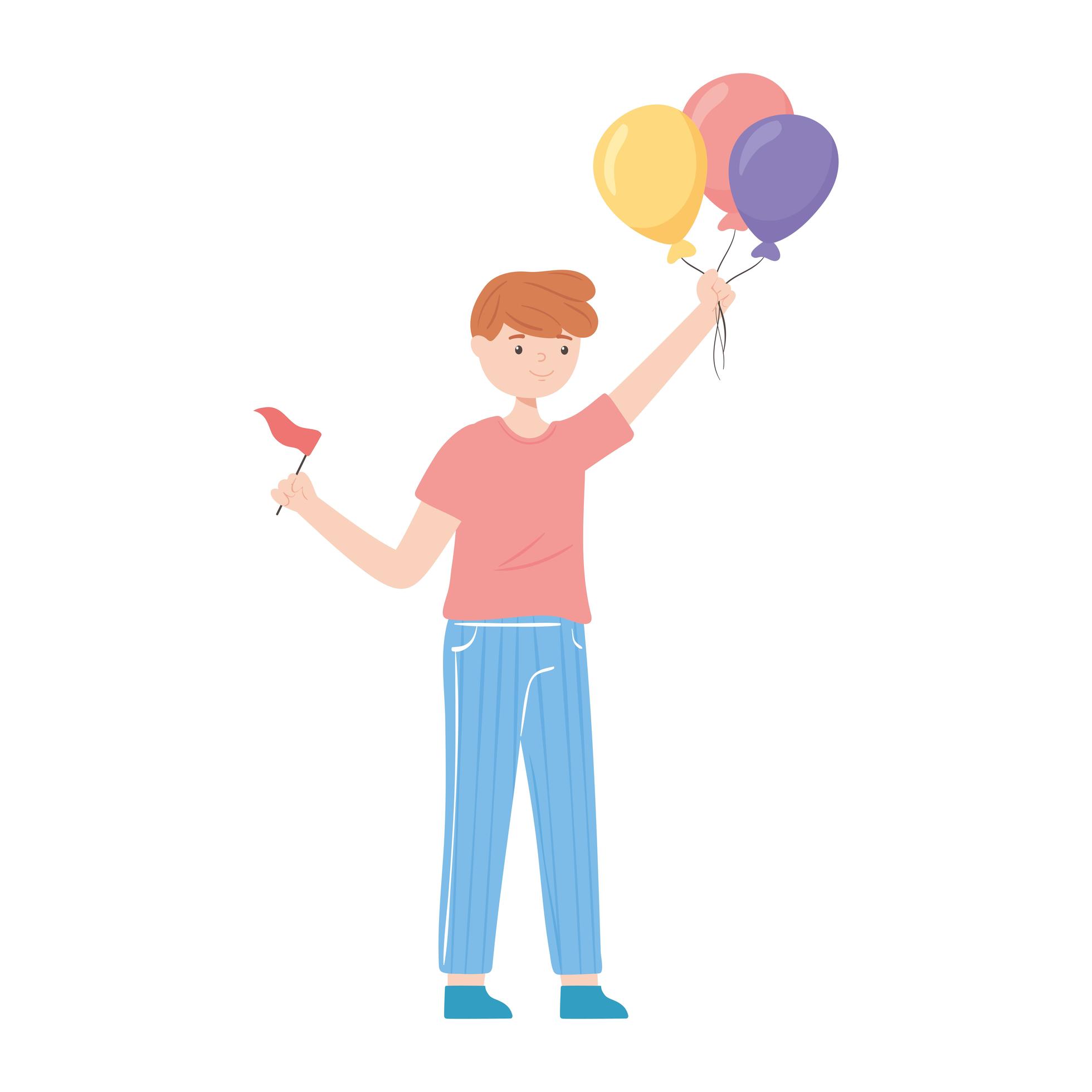 boy with balloons celebration 3701488 Vector Art at Vecteezy
