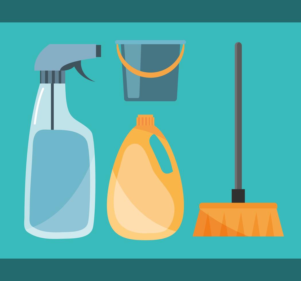 cleaning cartoon set vector