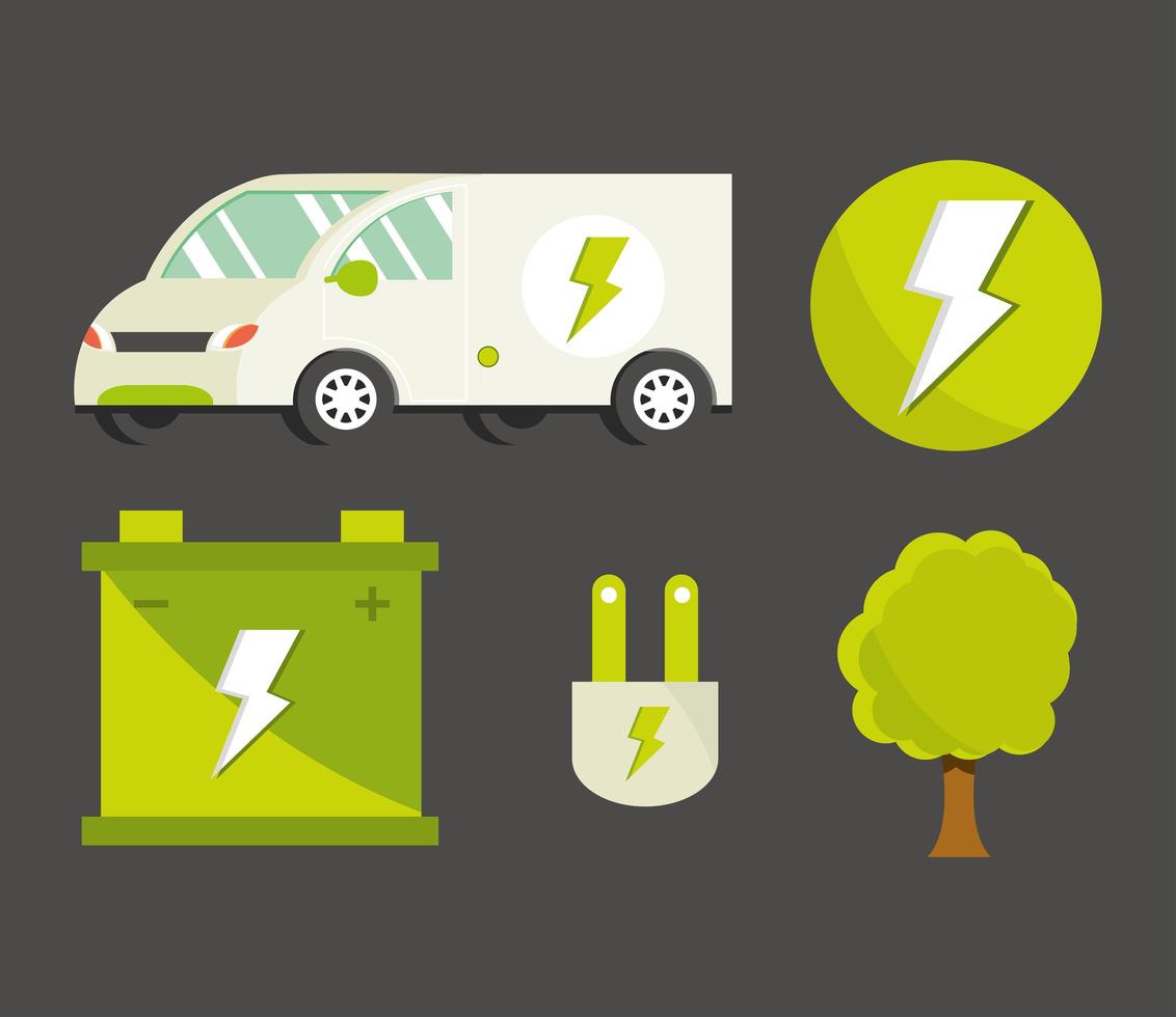 electric car icon set vector