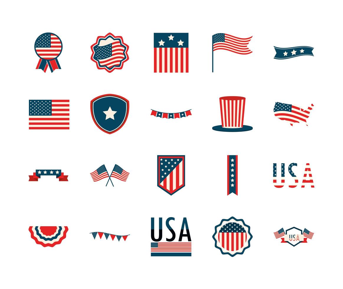 banderas de emblemas americanos vector