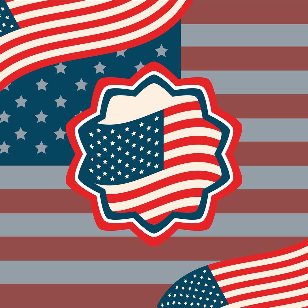 USA label on flag vector