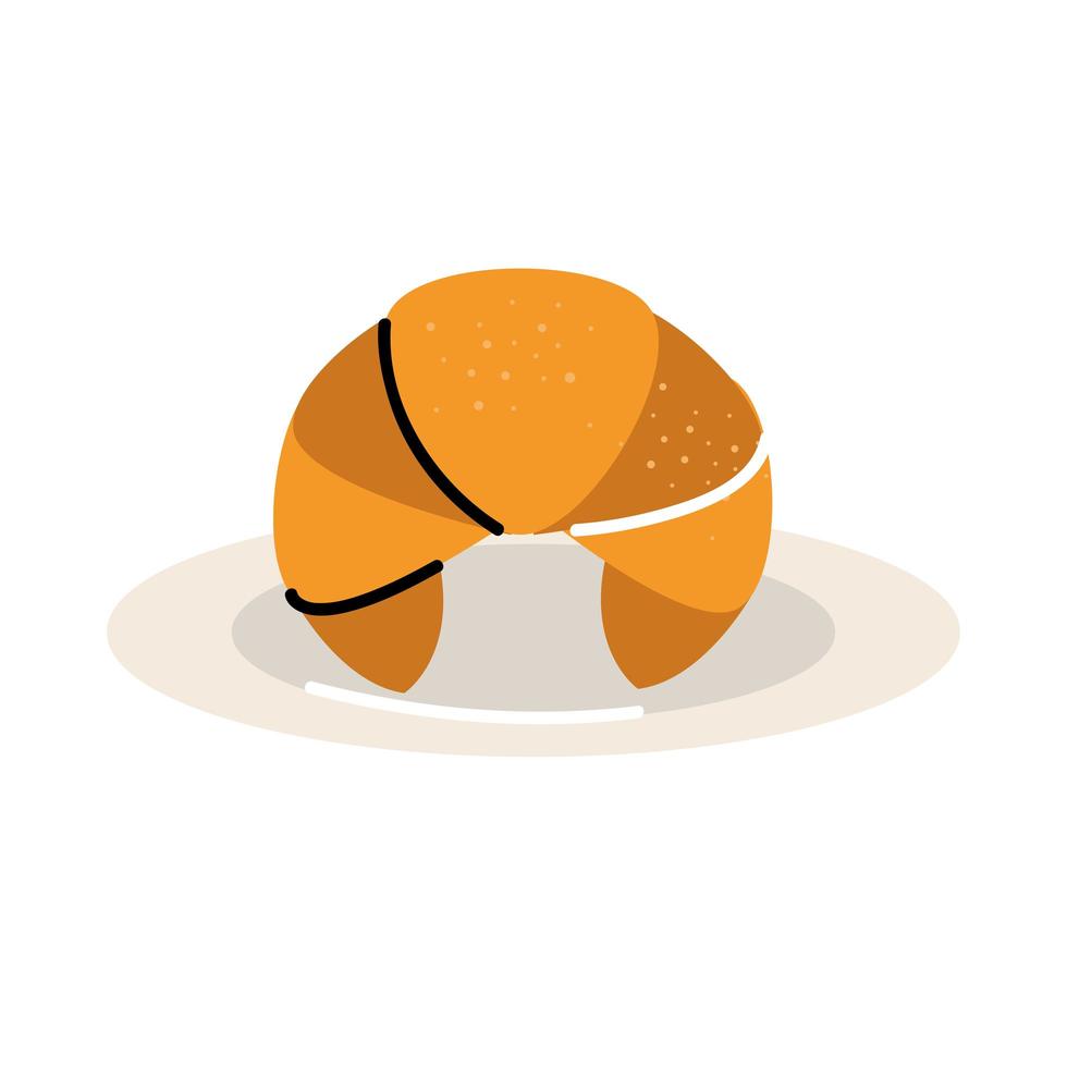 croissant en plato vector