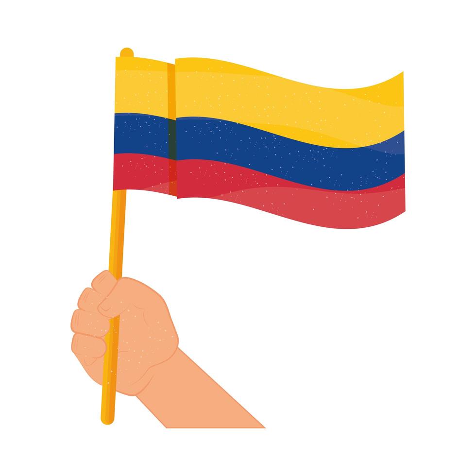 bandera de colombia en la mano vector