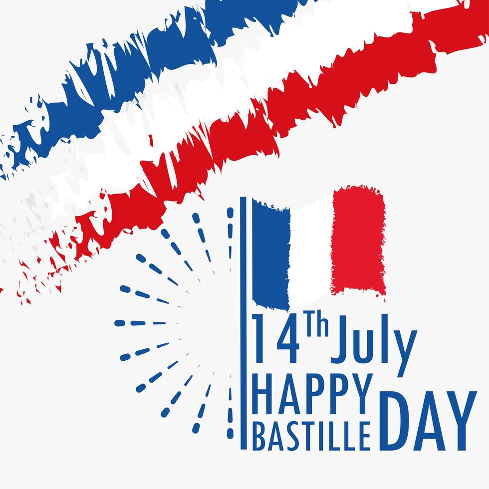 bastille day grunge card vector