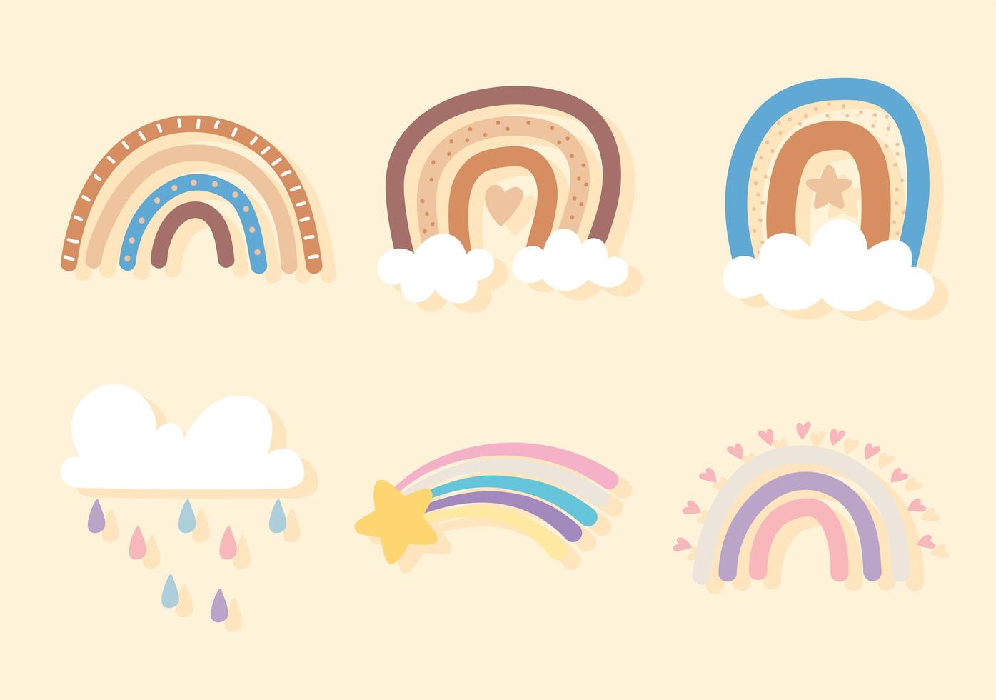 rainbow clouds rain vector