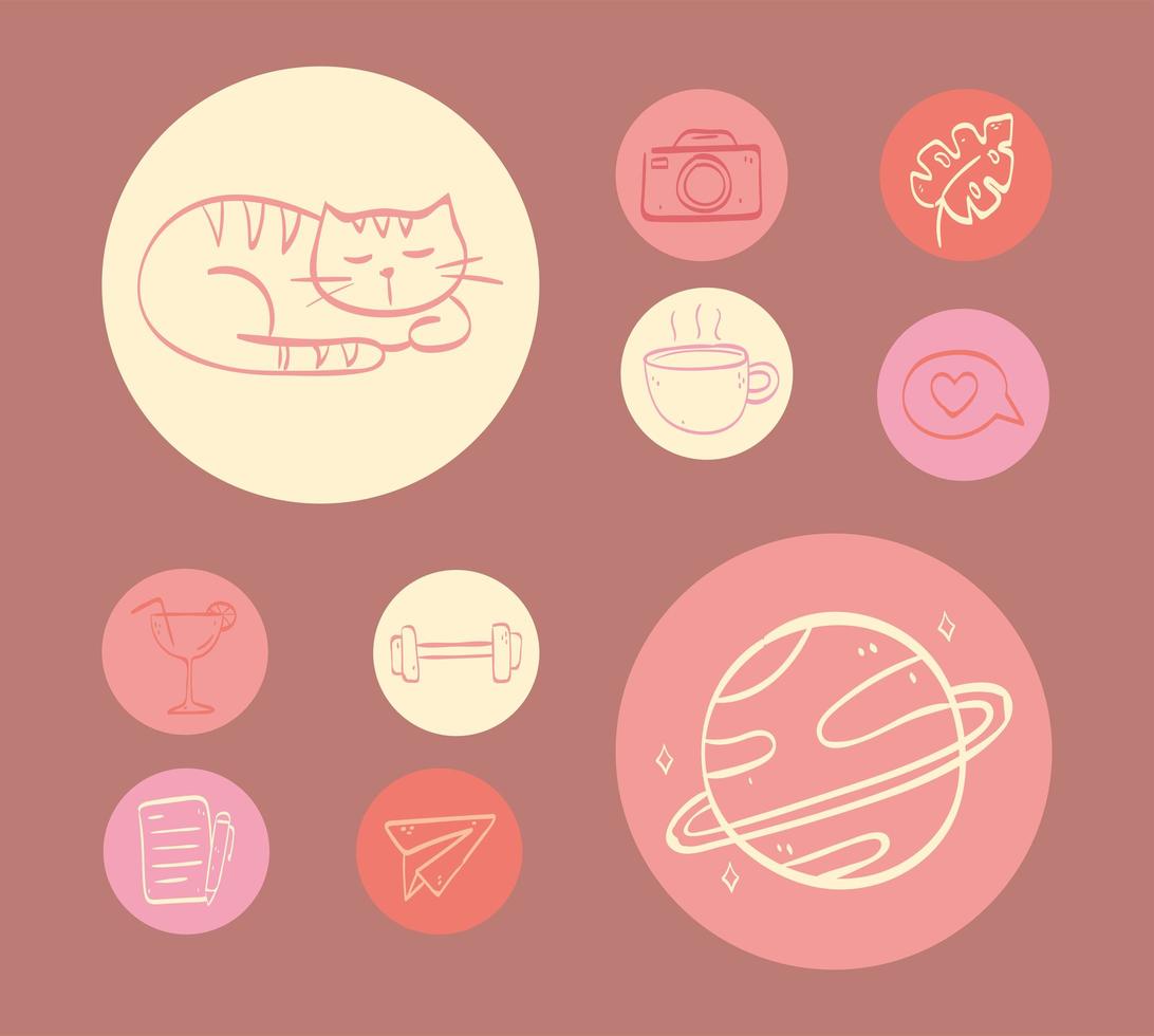 highlights covers round icons vector