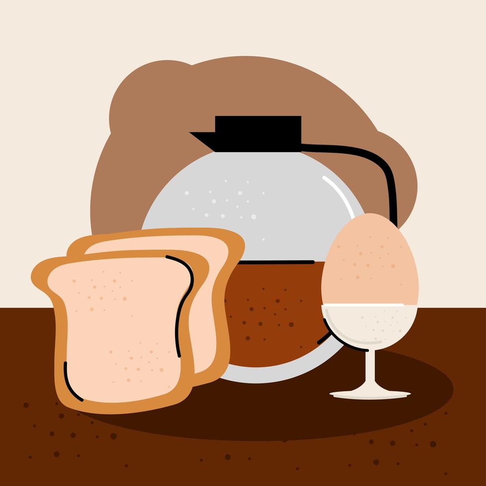 breakfast coffee egg bread vector