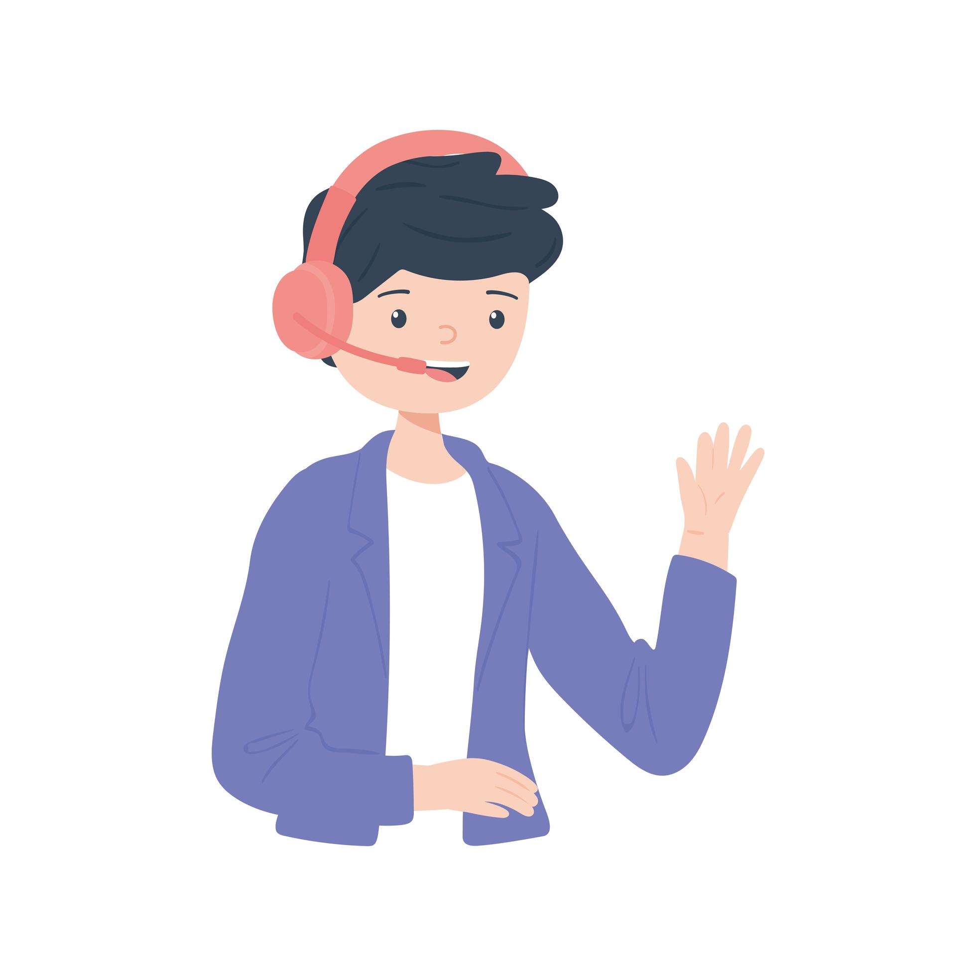 male operator using headset 3701956 Vector Art at Vecteezy