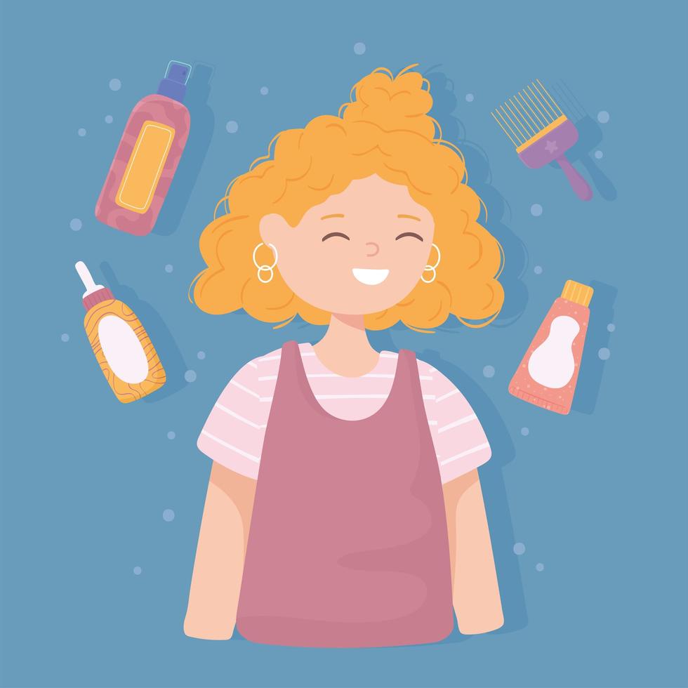 chicas con suministros de peluquería. vector