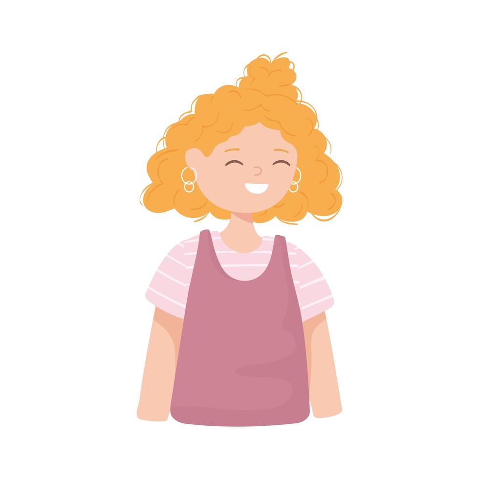 blonde girl curly hair vector