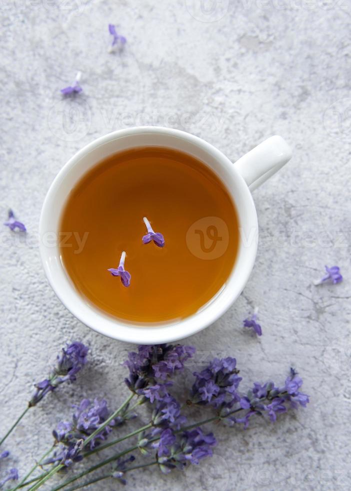 Cup of lavender tea photo