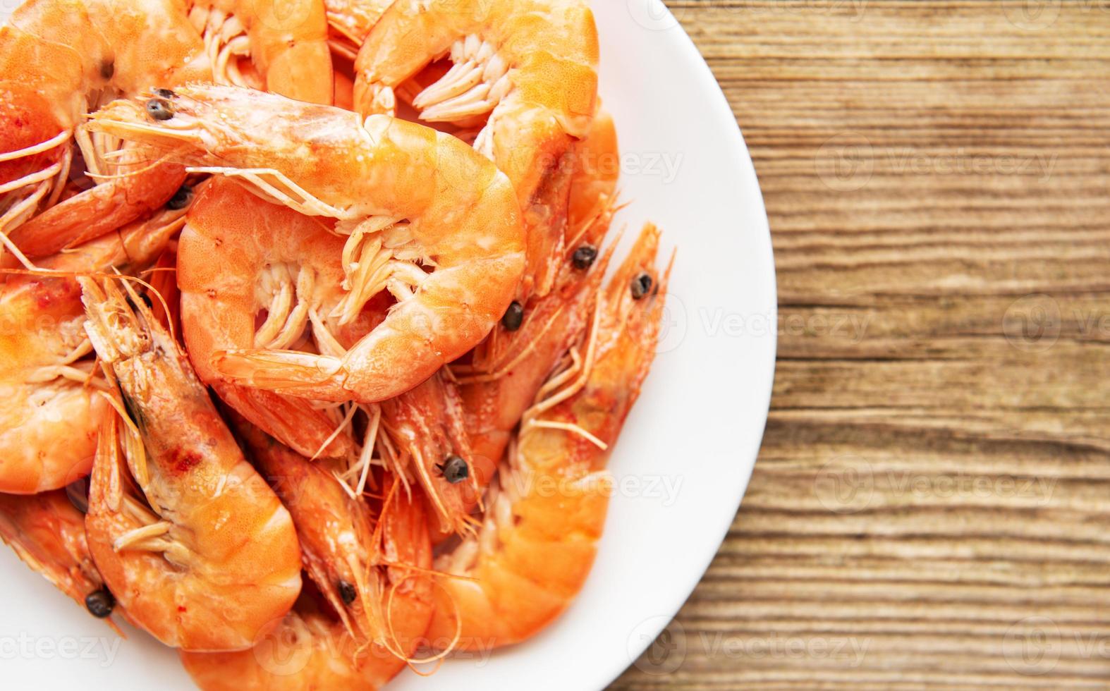 Shrimps served on a plate photo