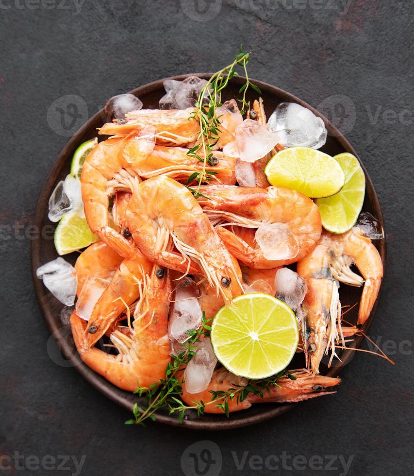 Shrimps served on a plate photo