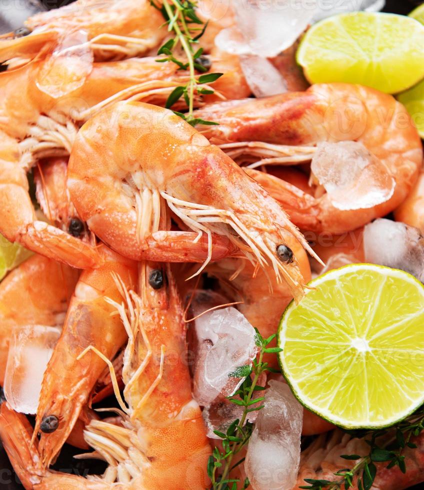 Shrimps as a food background photo