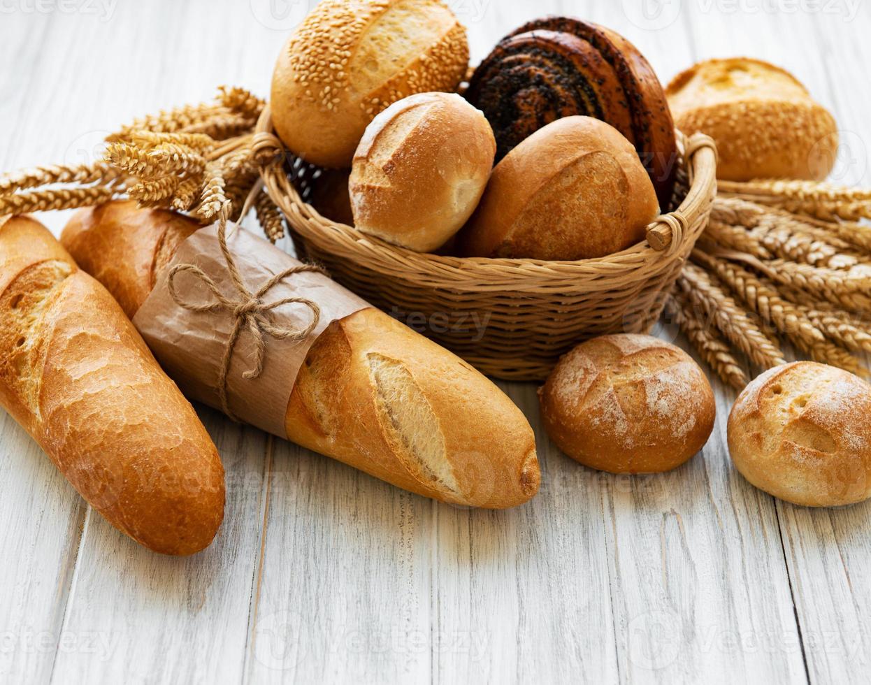 Assortment of baked bread photo