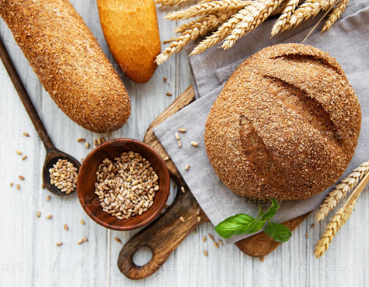 Bread on table photo