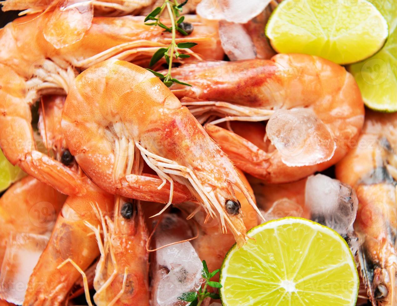 Shrimps as a food background photo