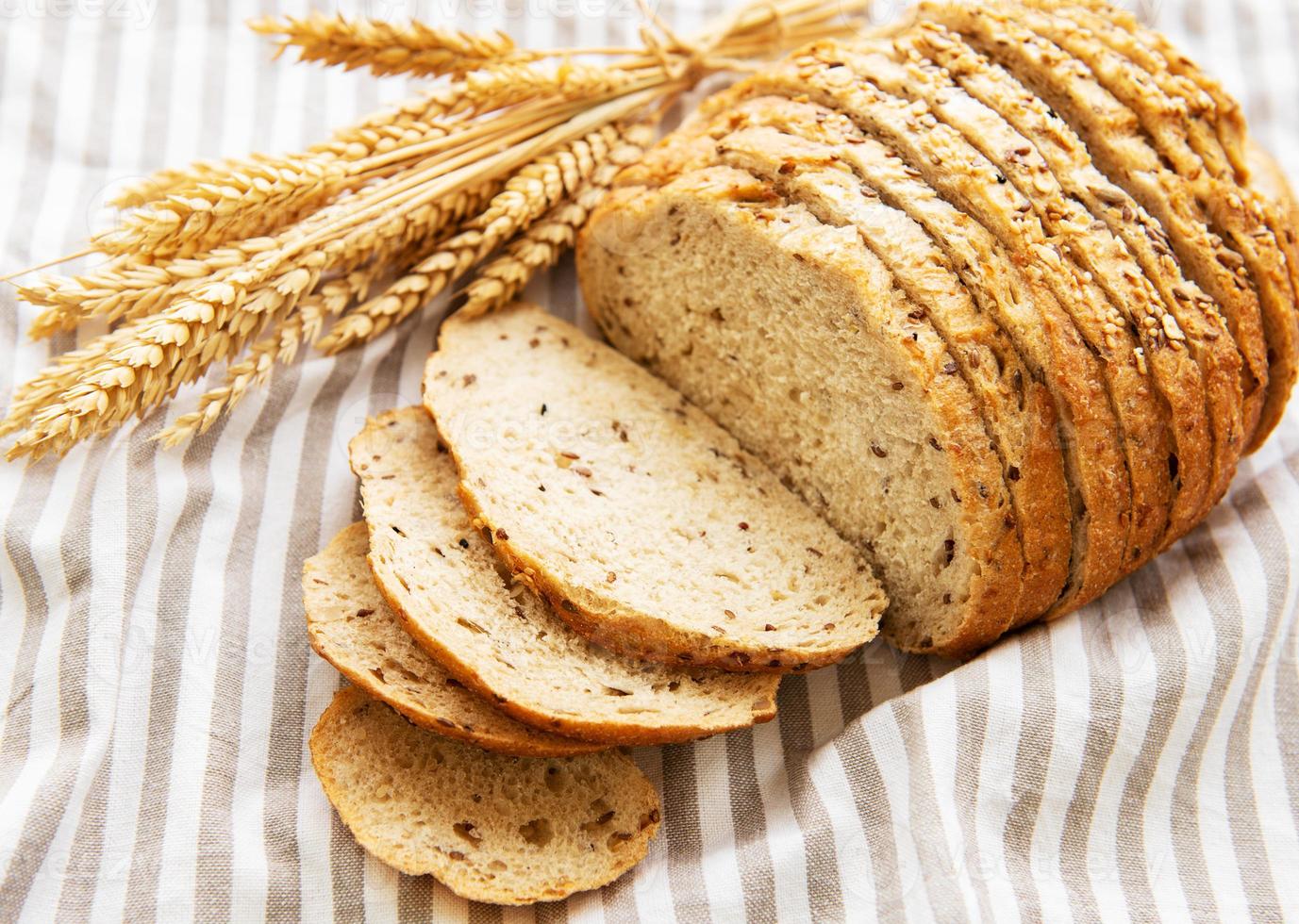Top view of sliced bread photo