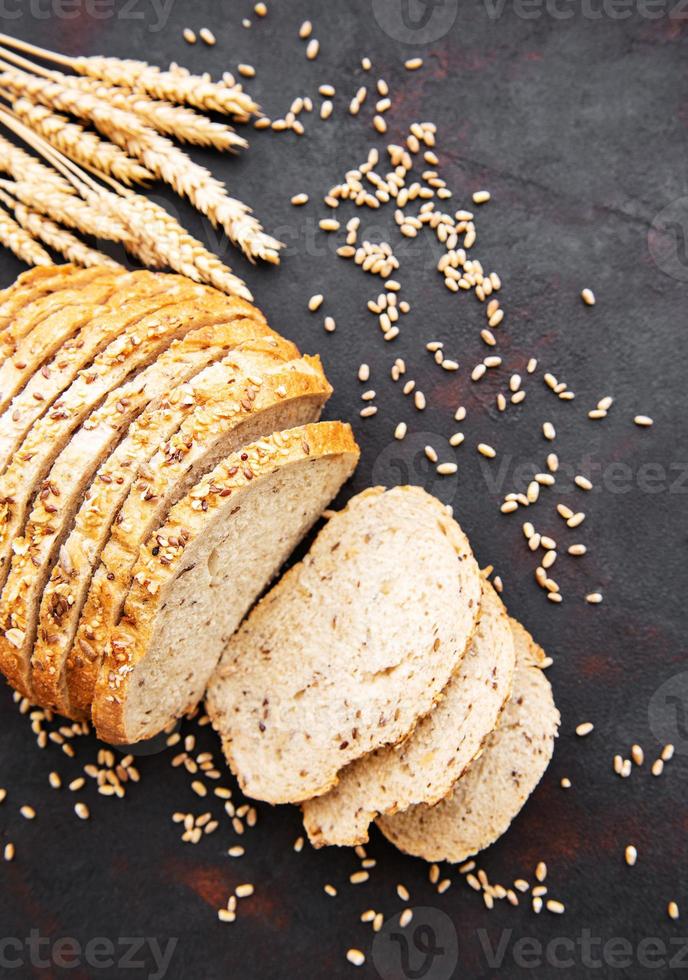 Bread with wheat ears photo