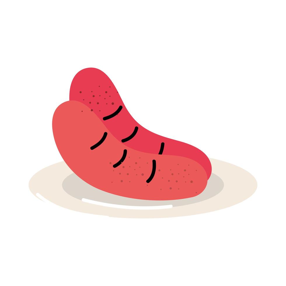 sausages on dish vector