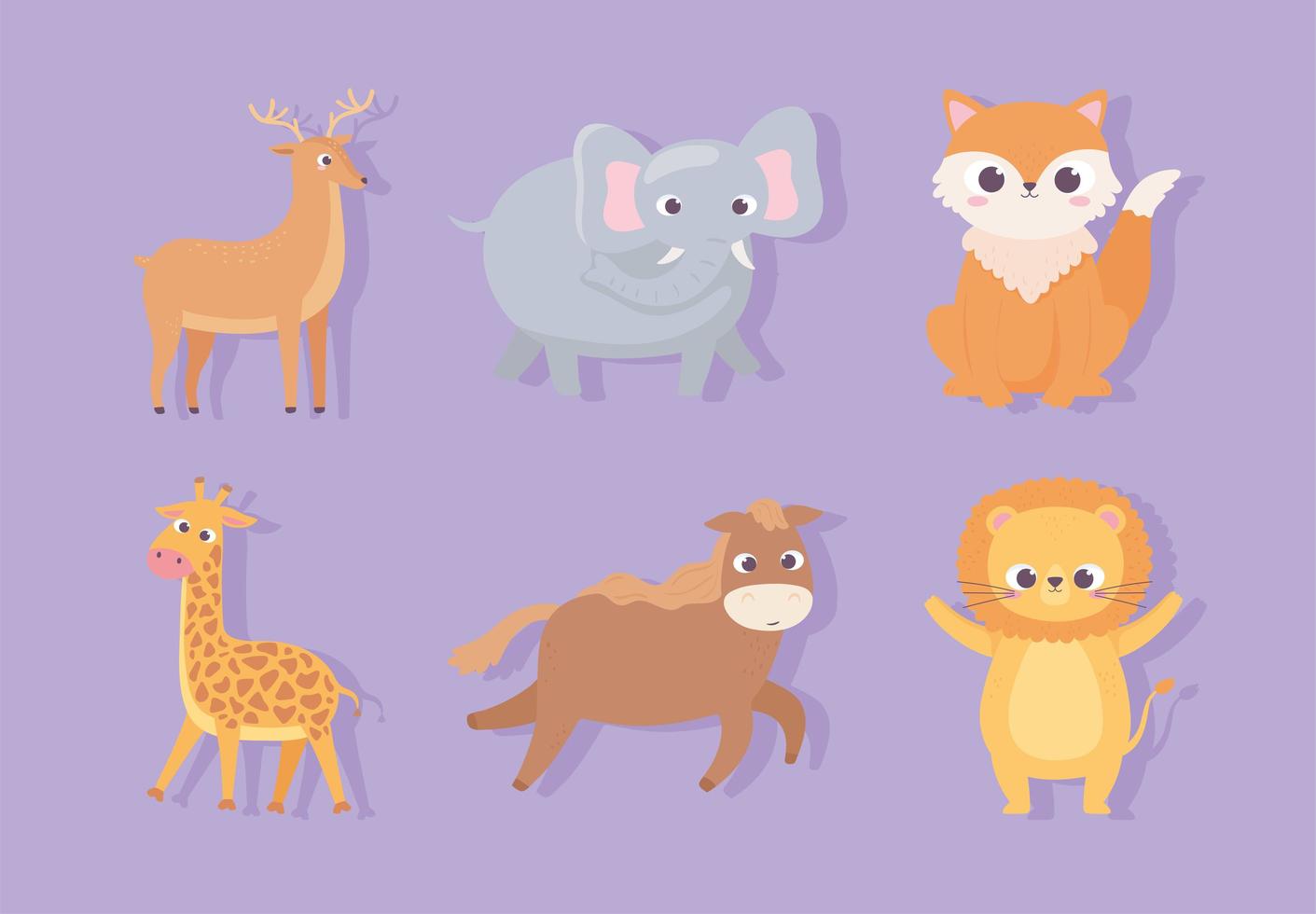 cute animals set vector