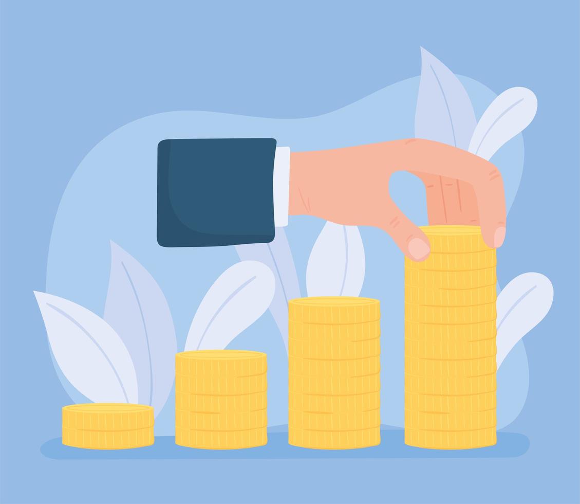 hand with coins money vector