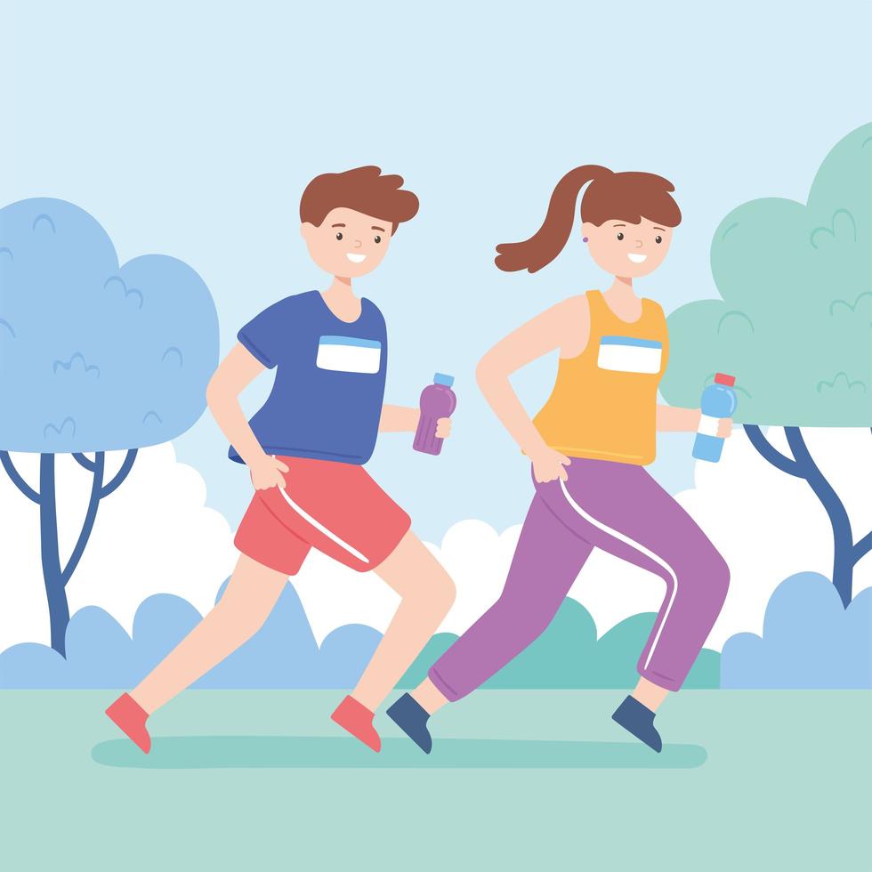 kids athletic training outdoors vector