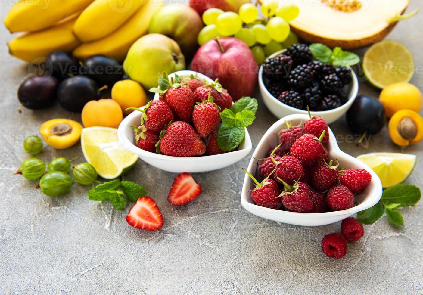 Fresh summer fruits and berries photo