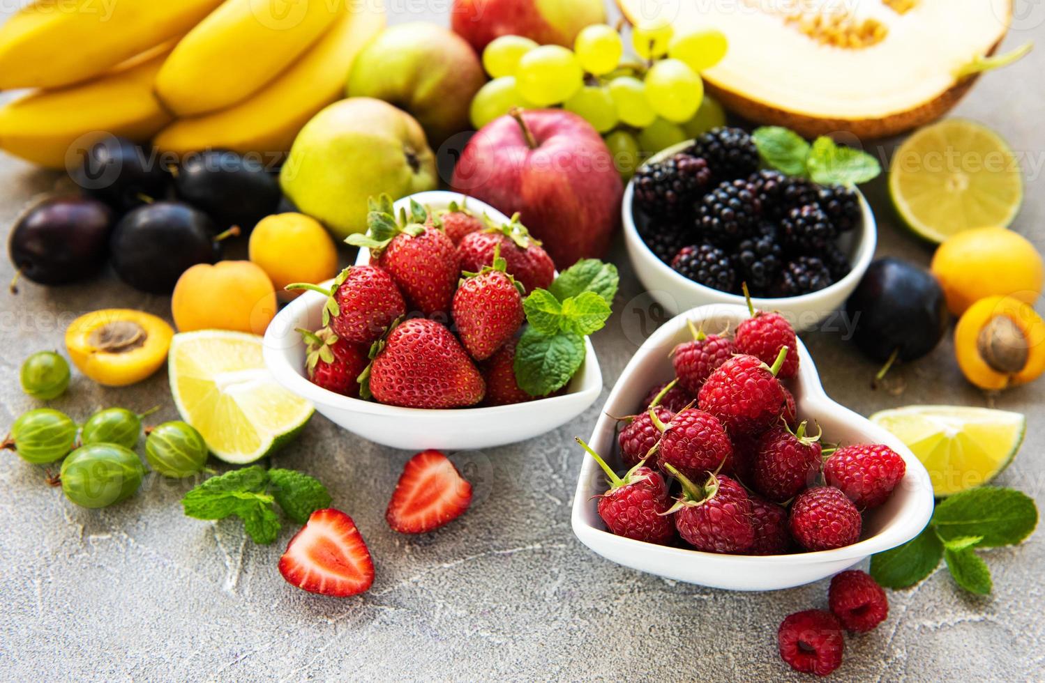 Fresh summer fruits and berries photo