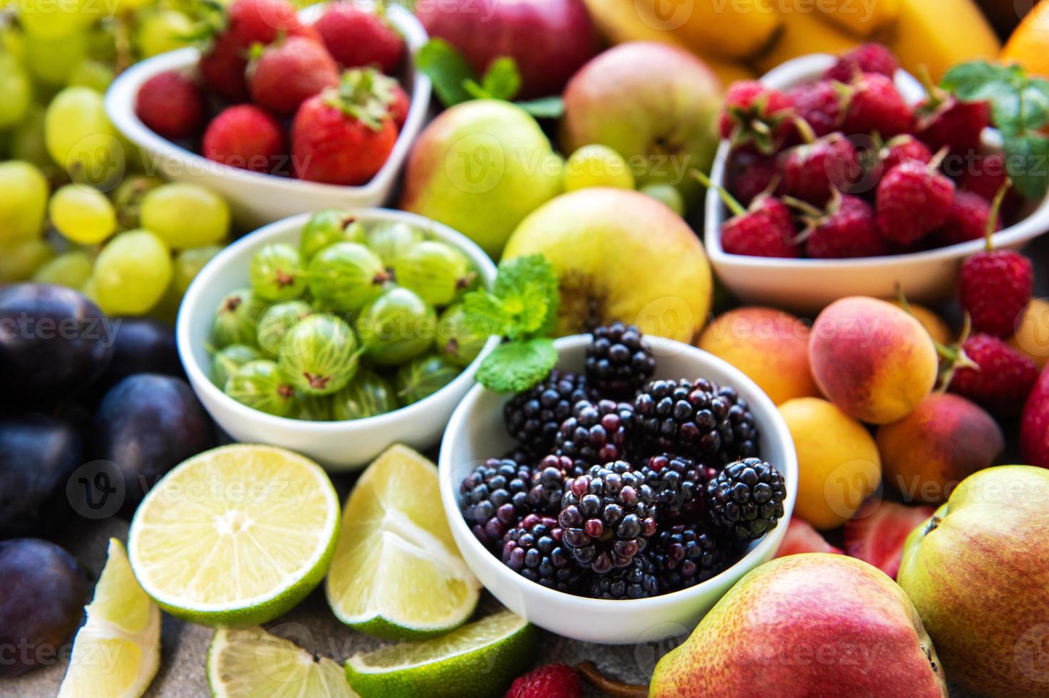 Fresh summer fruits and berries photo