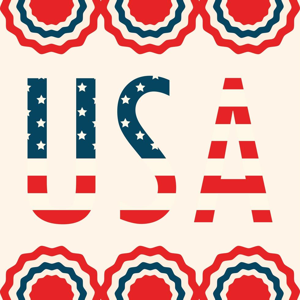 USA bunting lettering vector
