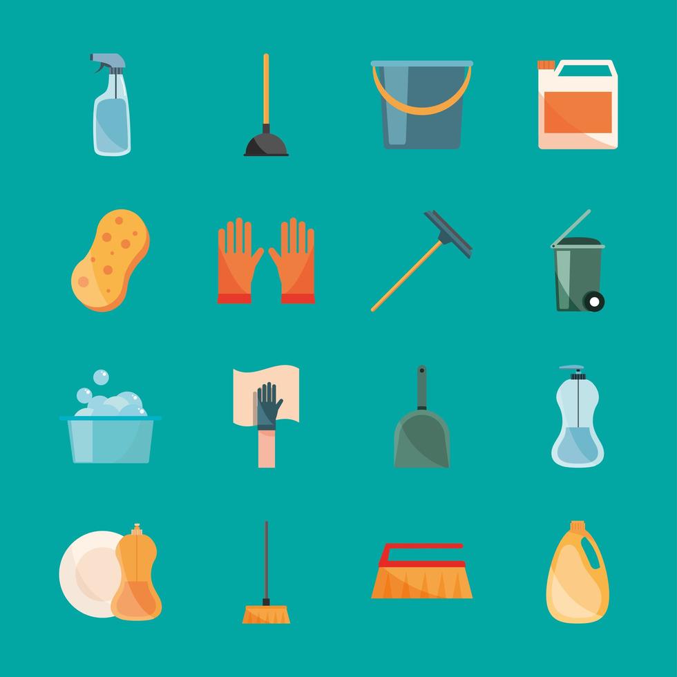 cleaning collection icons vector