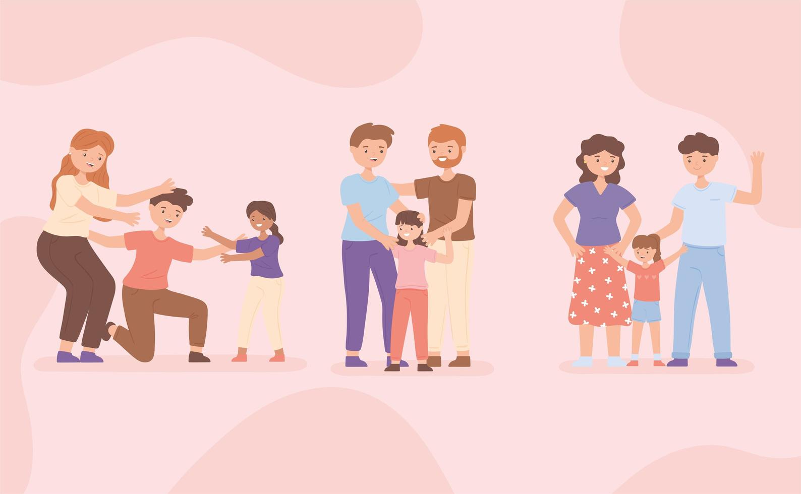 familias con hijos adoptados vector