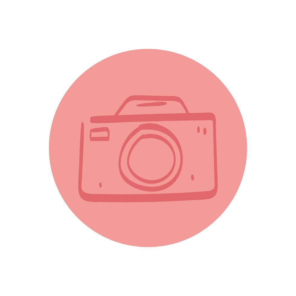 photo camera round icon vector