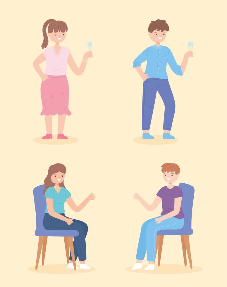 icons set people singles vector
