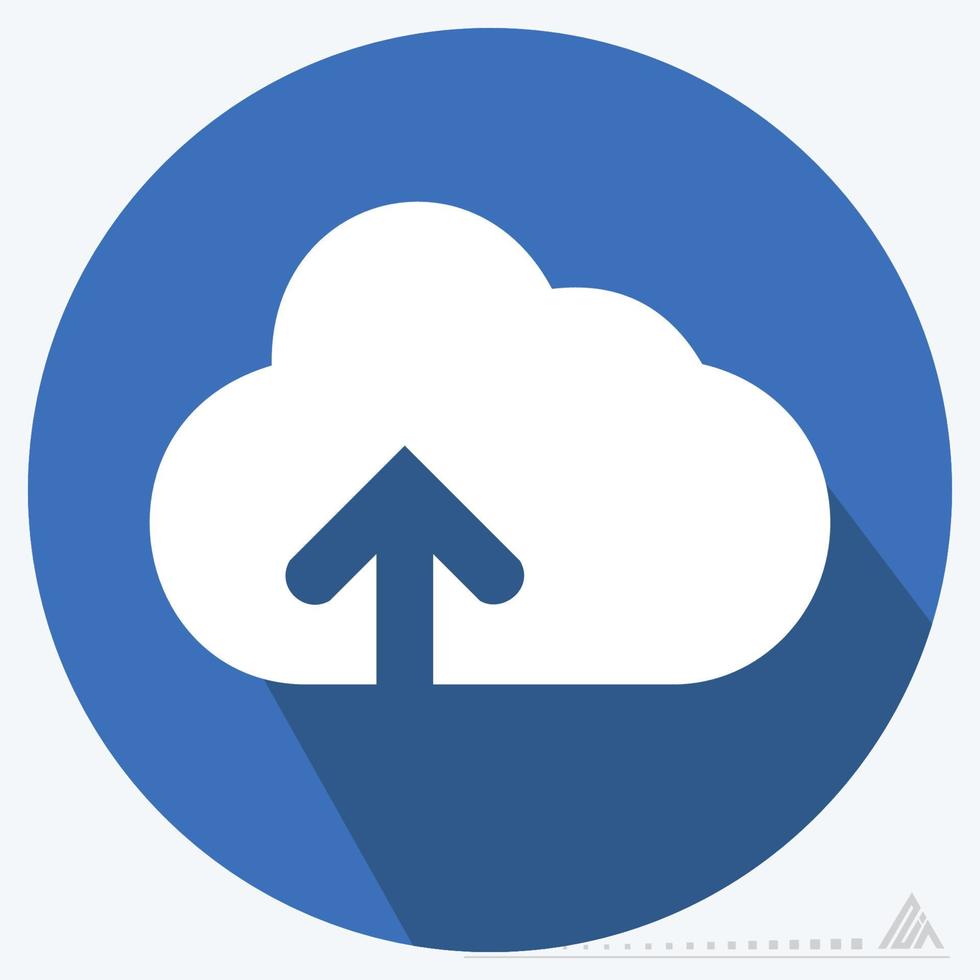 Icon Vector of Cloud with upward arrow Version 2 - Long Shadow Style